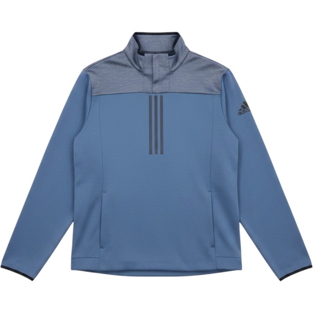 Adidas Mens Climawarm Quarter Zip Pullover Blue Gray Heathered Tech Fleece Large